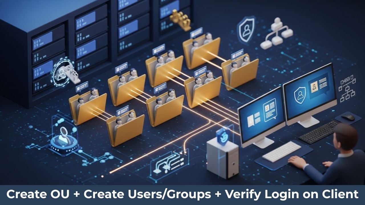 Active Directory Lab: Create OU, Users & Groups + Verify Domain Login ...