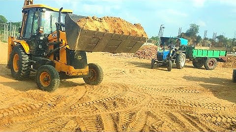 Jcb 3dx Backhoe loading Mud with 364 Eicher tractor and 3 Massey tractor ,Swaraj ।jcb cartoon ।