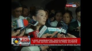 SONA: Ilang mambabatas, nakulangan sa State of the Nation Address ni Pres. Duterte