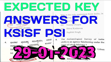 PSI KSISF key answers paper 2 | expected psi gk key answers 29-01-2023 | Psi gk paper key answers