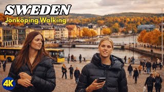 Jönköping Sweden 🇸🇪 | City Center Walk, Lake Vättern & Sofia Church | 4K UHD