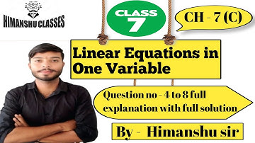 Class - 7th , CH - 7(C) , Question no - 4 , 5 , 6 , 7 and 8 full solution, By - Himanshu sir 