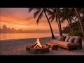 Log Fire Crackling At The Beach with Sounds Of The Sea Meditation Sleep Calming Relaxing ASMR