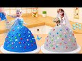 エルサブルーグリッターケーキ vs アナシルバーウェディングケーキ | Elsa Blue Glitter Cake vs Anna Silver Wedding Cake | Sweet Japan