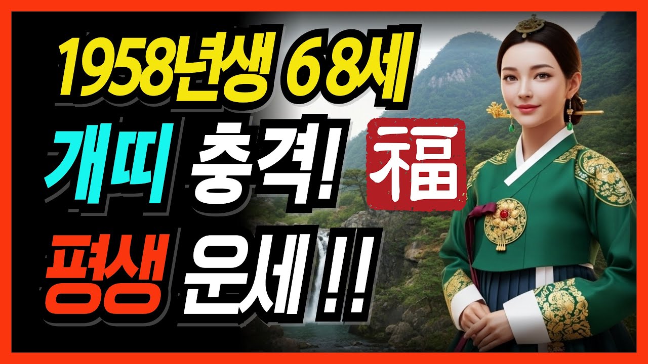 58년생 개띠 충격입니다! 2025년 68세 무술생 개띠 평생 운세! 힘들었던 지난 모든날을 보상받는다! 하반기 운세 대폭발! 대박 개띠 운세!
