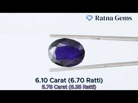 Product Video for: Iolite Stone (Kaka Neeli Stone) 6.10 Carat (6.70 Ratti) Oval Mix Cut - Certified Natural