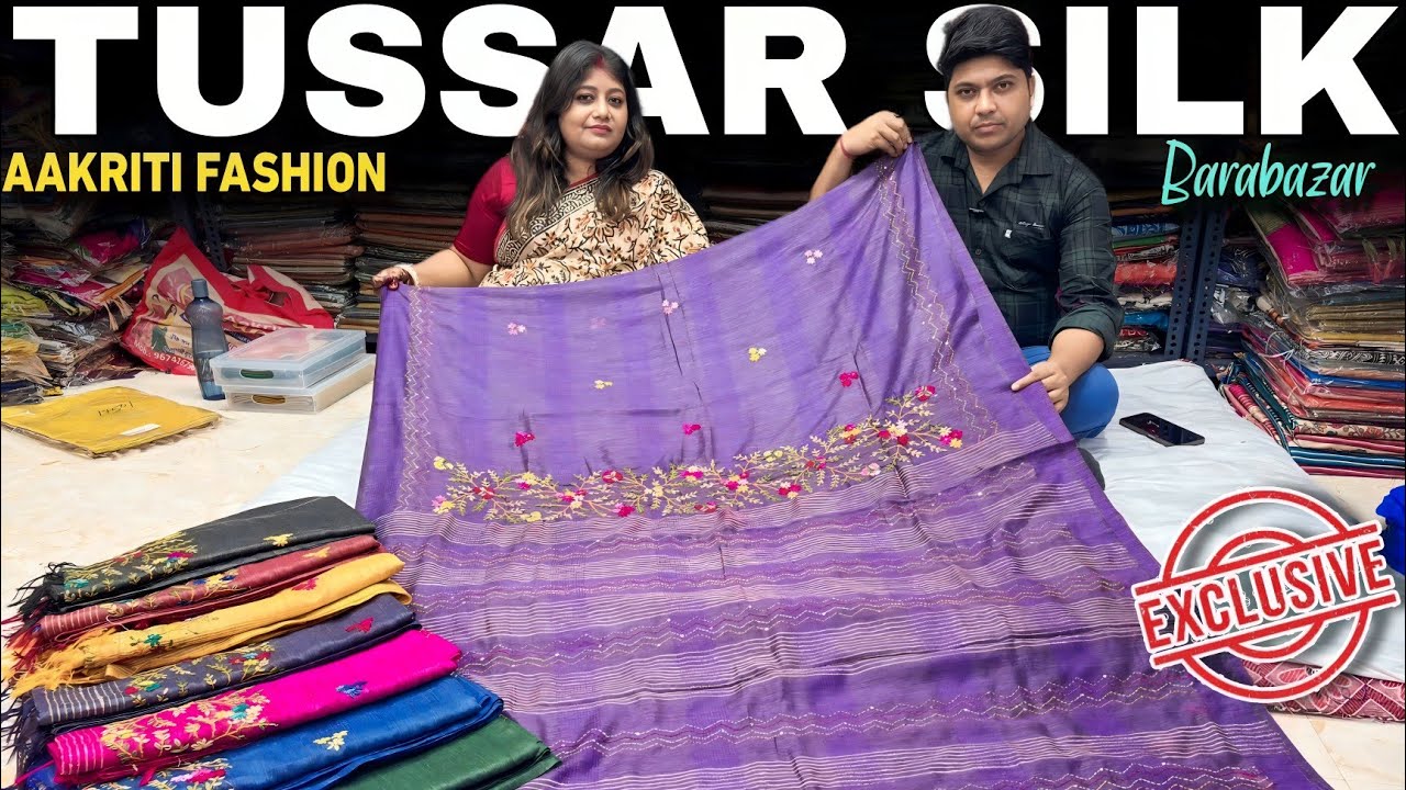 Pure Tussar Silk Saree Wholesaler In Kolkata / Kanjivaram / Crushed Organza Saree Manufacturer