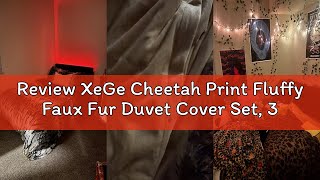 Review XeGe Cheetah Print Fluffy Faux Fur Duvet Cover Set, 3 Pieces Soft Plush Shaggy Fuzzy Bedding