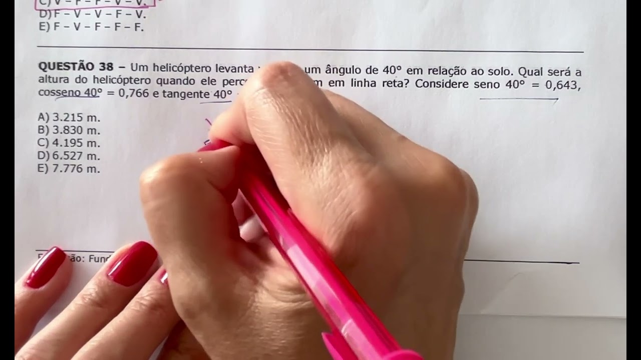 FUNDATEC - Novo Hamburgo - Janeiro de 2024 - Razões trigonométricas no triângulo retângulo