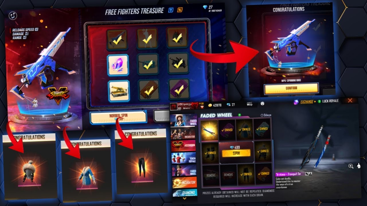 Street figher Mp5 Skin free fire || Free fghters treasure event free fire || street fighter event