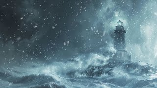 Wind Sounds for Deep Sleep at The Lighthouse | Blizzard Sounds | Winter Wind & Icy Snowfall Ambience