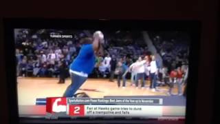 Sports fail fan at hawks game misses dunk!