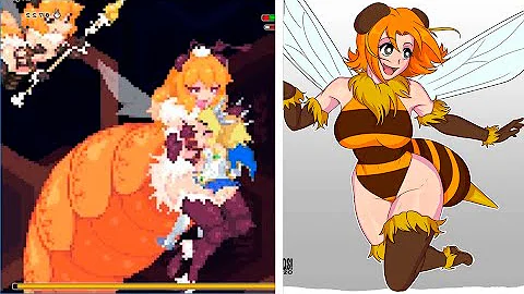 Wolf Girl Attacked by Queen Bee | Echidna Wars Dx Hive