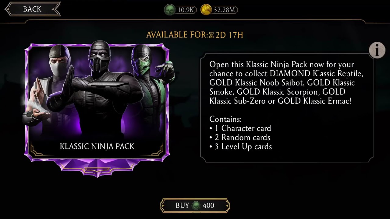 Klassic Ninja Pack (Opening Five Packs) - Mortal Kombat Mobile