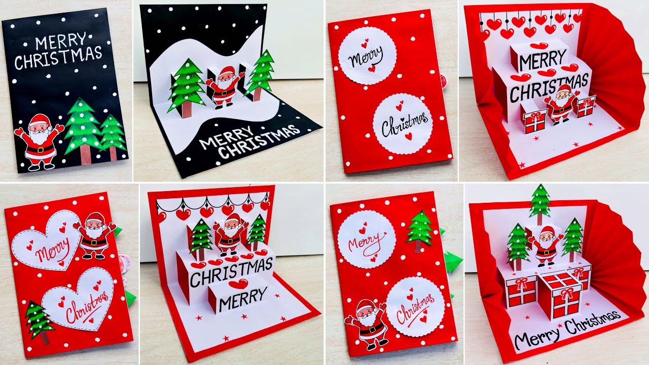 DIY 4 Beautiful Christmas pop-up card // Christmas greeting card making easy // Merry Christmas card