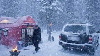 Winter Camping 24 Hours in the Snow with Hot Tent  -15 🥶