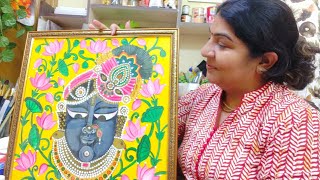 Shrinathji Mukharvind Pichwai Painting tutorial DIY on Canvas  #paintingtutorial #artistapoojahindi