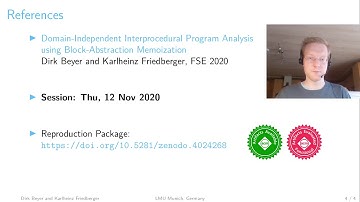 Domain-Independent Interprocedural Program Analysis using Block-Abstract...  (Teaser, ESEC/FSE 2020)