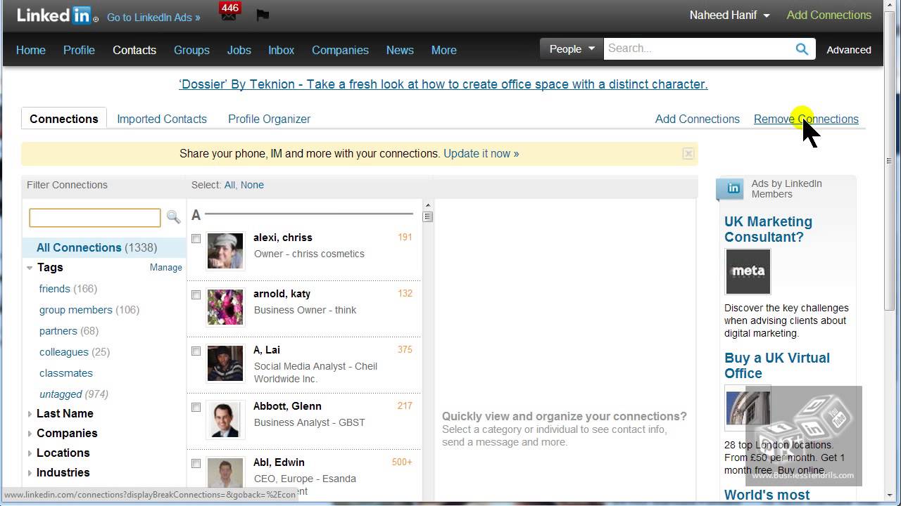 60 seconds to Remove Connections in LinkedIn - YouTube