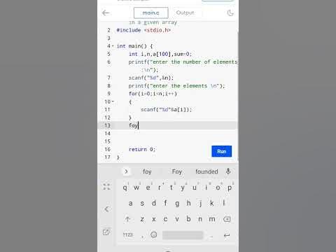 c program is to find sum of elements in a given array #cprogramming # ...