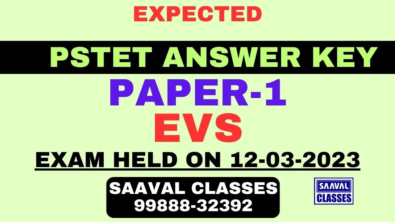 EVS P1 PSTET Answer Key Held on 12-03-23