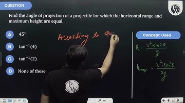 Find the angle of projection of a projectile for which the horizontal range and maximum height a....