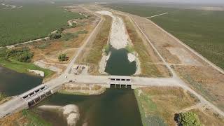 San Joaquin River Bifurcation drone video after flood waters 09/2017, Fresno and Madera County