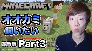 【マインクラフト】セイキン夫婦のマイクラ実況！練習編Part3 野生のオオカミ捕獲！？そして村人発見！？【Minecraft】