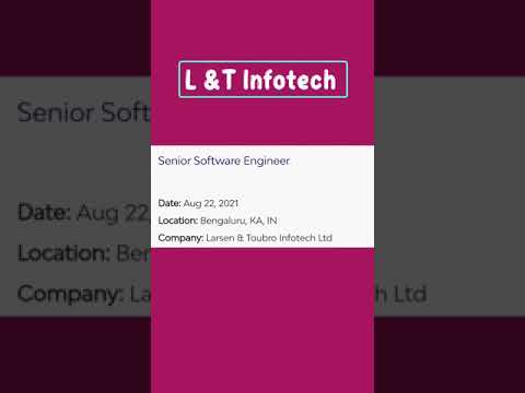 L&T INFOTECH Sr.Software Engineer, Sr.Consultant-Information Security job Openings,BANGALORE, INDIA