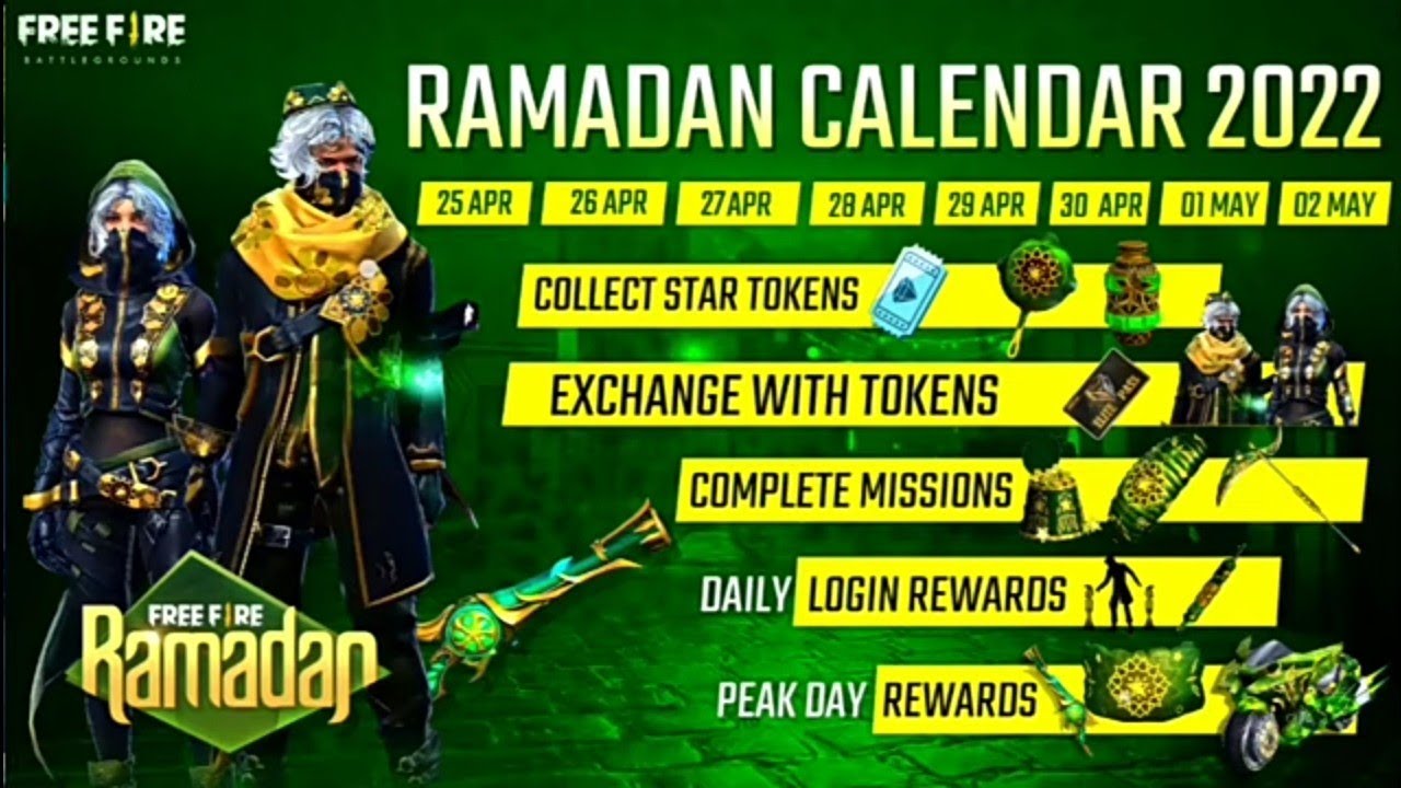 RAMADAN EVENT FREEFIRE 2022 | RAMADAN EVENT CALENDAR FREEFIRE | EID EVENT 2022 | FREE FIRE NEW EVENT