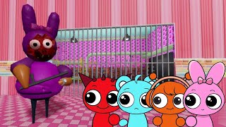 Sprunki Baby Raddy, Sky, Oren &amp; Pinki Played Sprunki Phase 2 Prison Escape Obby in ROBLOX 