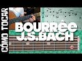 Bourrée  from suite No 1 for lute BWV 996 de J.S. Bach (partitura,tab) tutorial Guitarbn