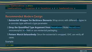 Understanding ParseError with Quantified Types and Pattern Matching in Haskell