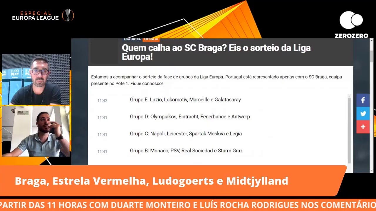 Direto Sorteio Liga Europa 2021 2022 Youtube