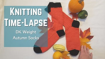 KNIT TIME-LAPSE | Autumn Socks | Relax | DK Weight Socks | Shadow Wrap Heel | Top-down Construction