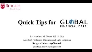 Quick Tips for Using Global Financial Data (GFD): Creating a time-series graph.