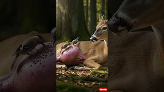 Incredible Animal Healing: Two Tiny Birds Help Deer's Wound #animalcare #natureanimals #shorts #fypシ