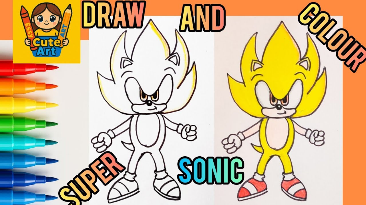 How to Draw Cute Super Sonic the Hedgehog 🎨 | Easy Step by Step for ...