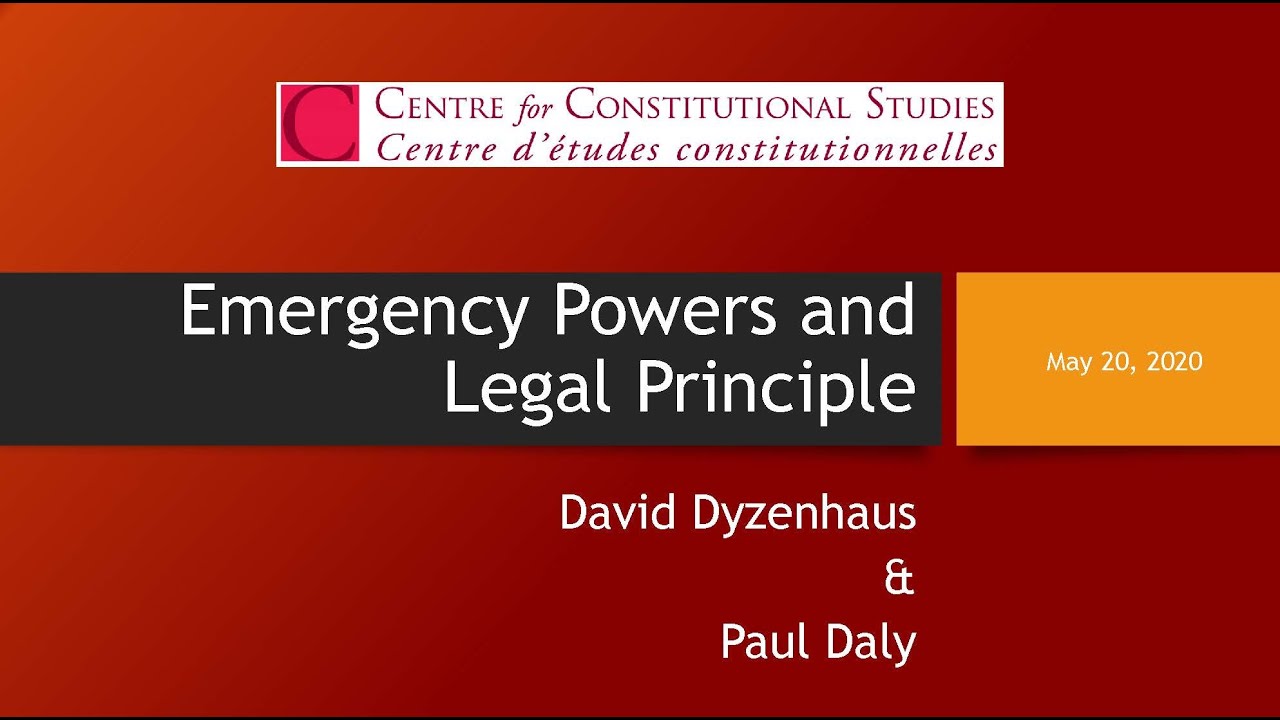 COVID-19: Emergency Powers and Legal Principle - YouTube
