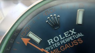 Rolex Close Up Macro Milgauss 116400Gv Z Blue Oyster 40Mm