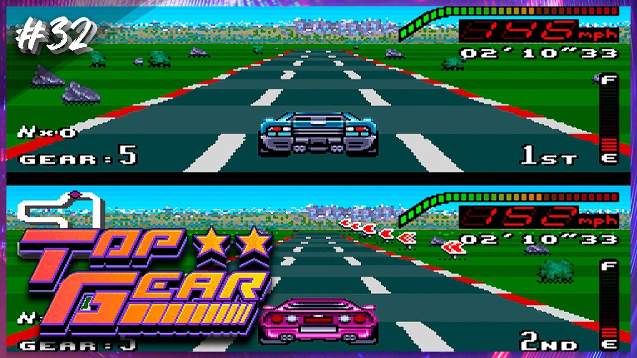 Top Gear (SNES Gameplay, 'Weasel' trk.32) ㅡ Stonehenge, England