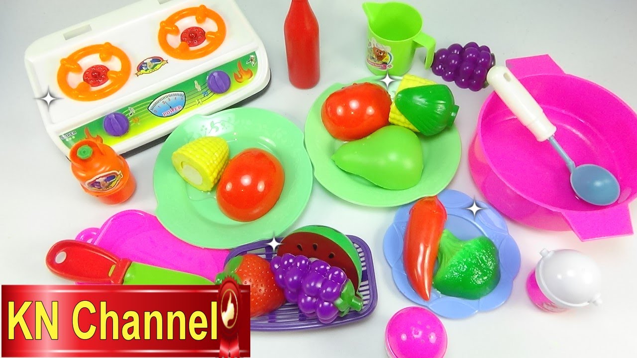 Đồ Chơi Bé Na Làm Bếp Nấu Ăn Bằng Bếp Nhựa Cooking Vegetables Food  Childrens Toys - Youtube