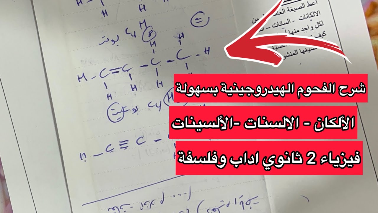 ملخص شامل حول الفحوم الهيدروجينية(الألكان-الالسنات-الالسينات ) فيزياء ثانية 2 ثانوي اداب وفلسفة