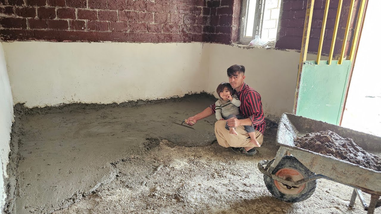 Cement Work Mastery with Kamal  Umm al Bani  Building a Hut Floor in the Wild