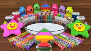 RAINBOW SLIME I Mixing makeup clay and more into Glossy Slime I Relaxing slime videos#part5