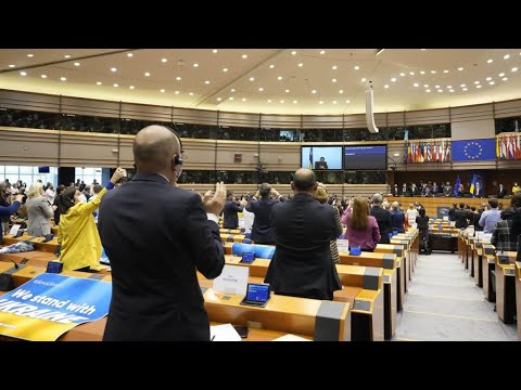 Zelensky applauded by EU parliament. EU gives standing ovation for Ukrainian President Zelensky!!!