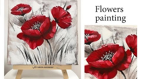 How to paint a Flower on canvas/ Demo /Acrylic Technique on canvas by Julia Kotenko