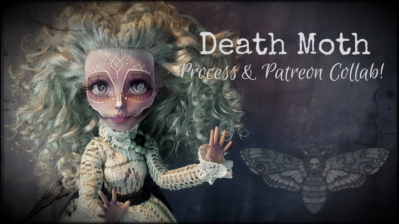 Death Moth Costume, Wings, and Face-up Process Custom OOAK Monster High Doll Repaint Patreon Collab