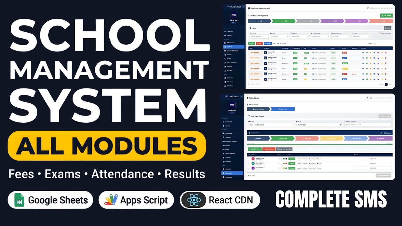 School Management System with All Modules | Fees, Exams, Timetable, Attendance & Hall Tickets