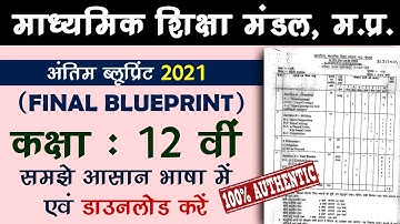 mpboard 12th New blueprint 2021| mp board 12th blueprint download | 12th blueprint english chemistry